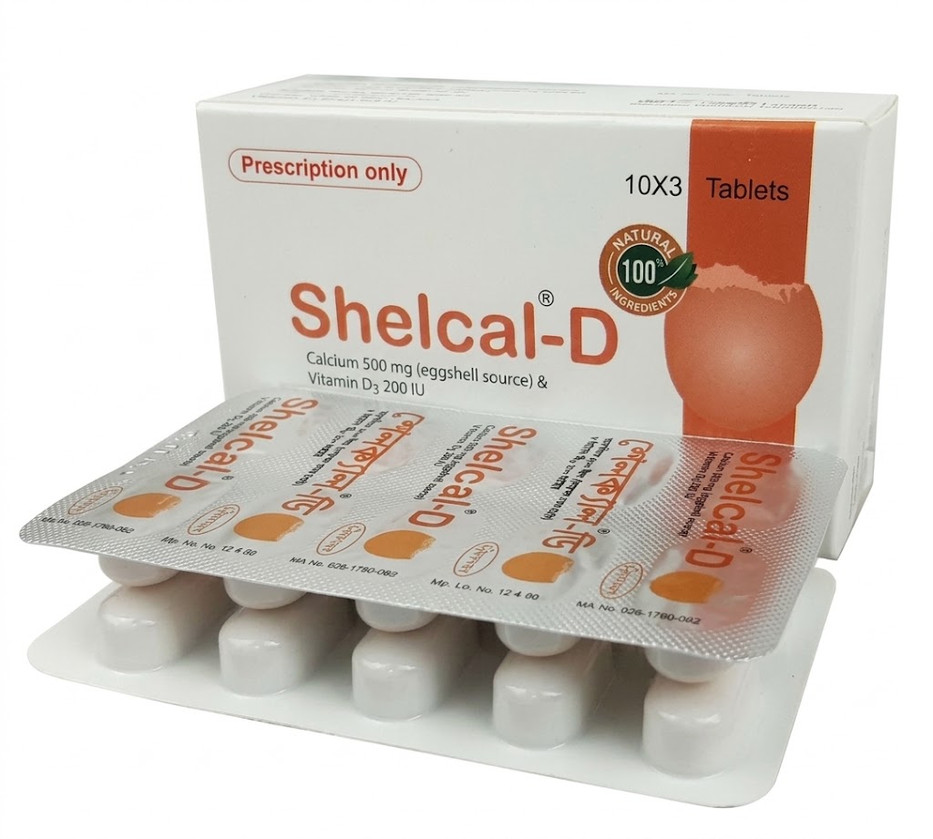 Tab. Shelcal-D 500 mg+200 IU